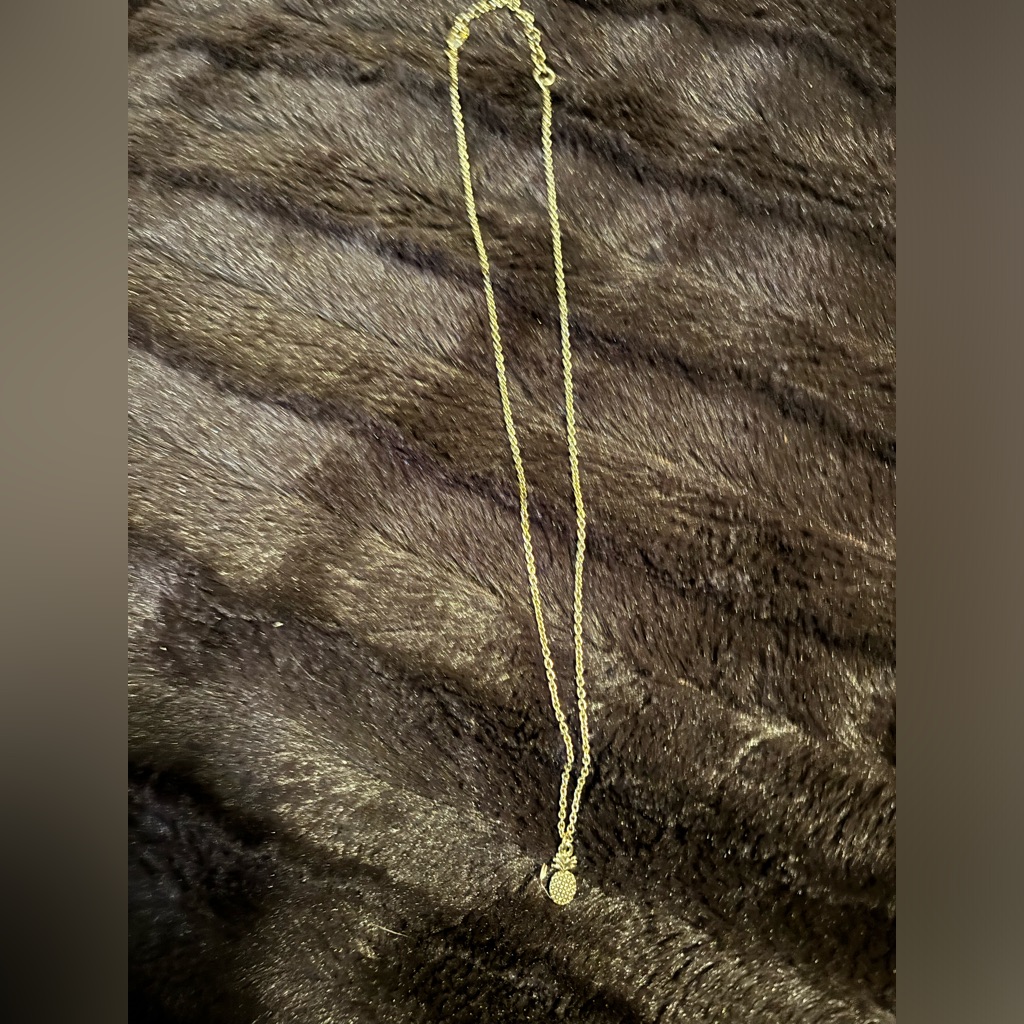 Gold Tone Mini Pineapple Charm Necklace Adjustable Chain